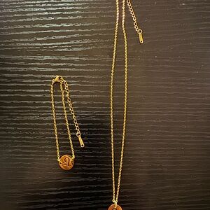 Elegant Gold Zodiac Necklace and Bracelet Set